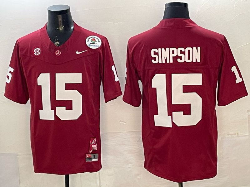 Men Alabama Crimson Tide #15 Simpson red Nike 2026 NCAA Jersey 01->customized nhl jersey->Custom Jersey